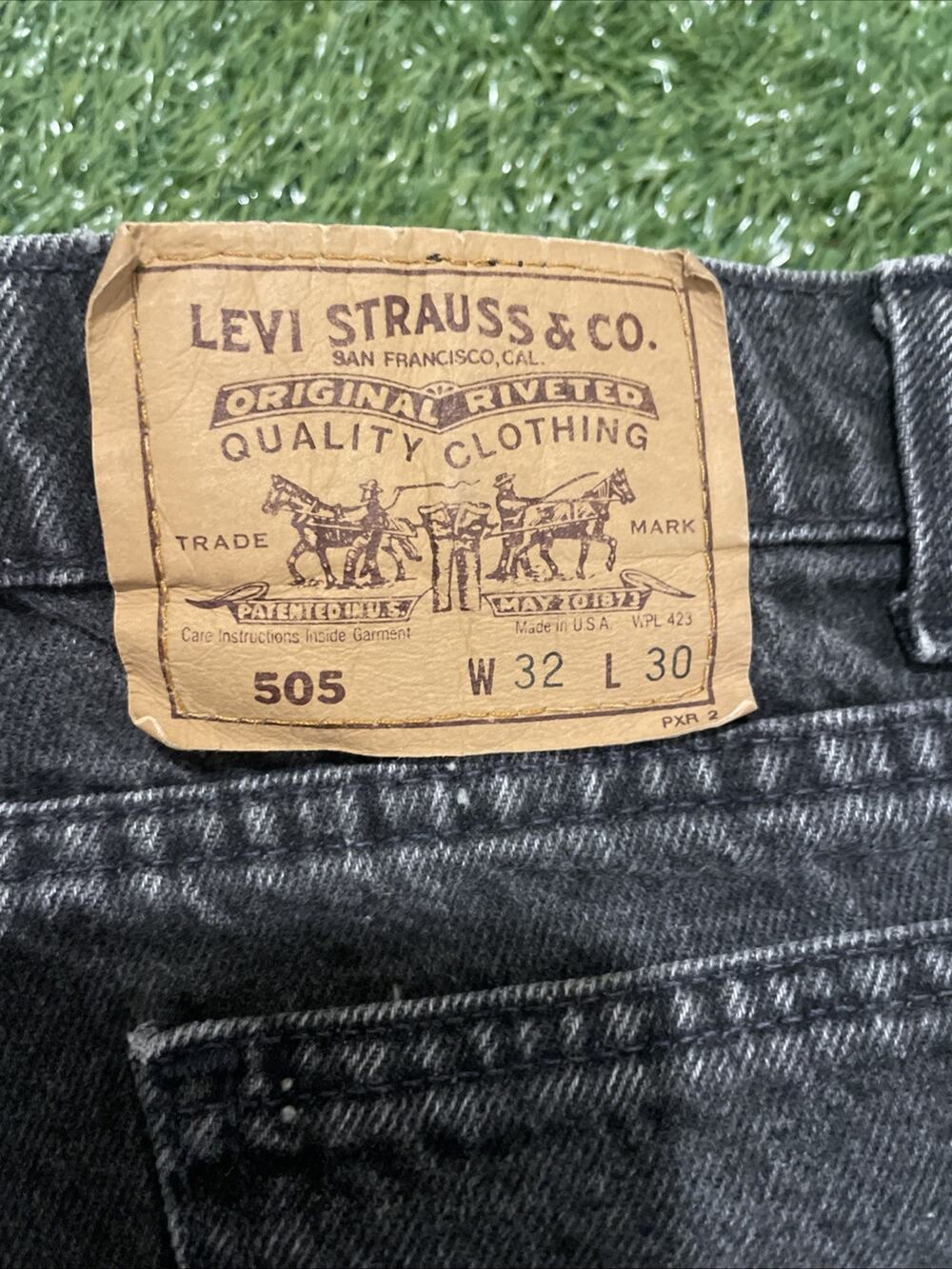 Vintage 90s Levis 505 Orange Tab Black Jeans Made In USA 32x30 Faded Charcoal